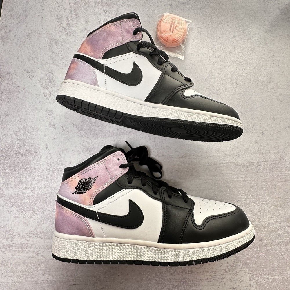 Air Jordan 1 Mid 'Zen Master Coral Pink' Black Sneakers, Size Y6.5